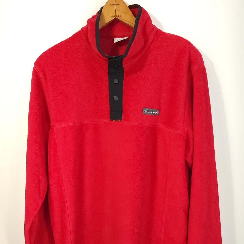 Columbia Fleece 1/4 Snap Pullover Jacket Mens LT Red AT0251